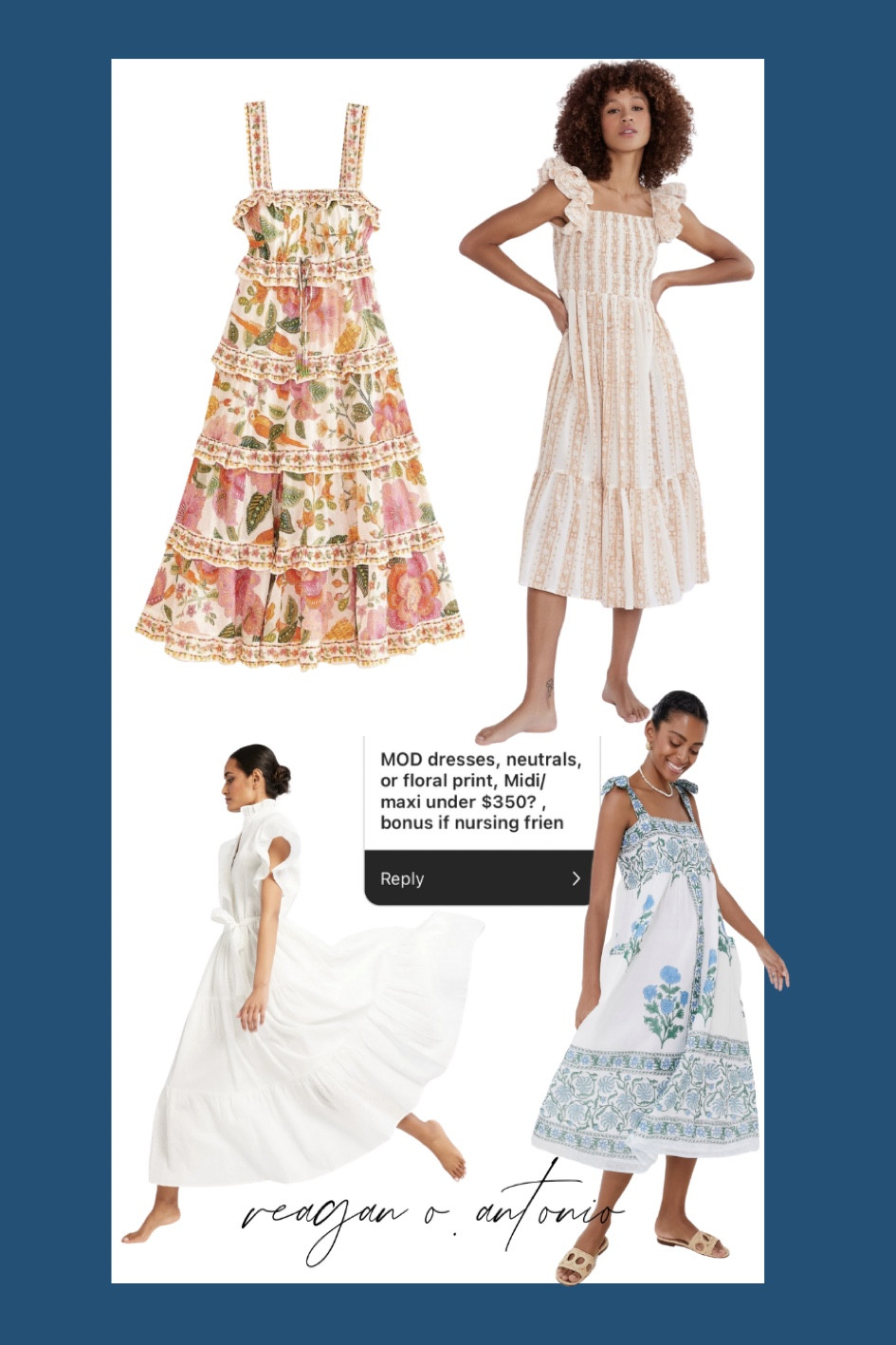 Midi dresses in florals or neutrals, breastfeeding friendly, that say “COOL MOM” instead of “just mom” 😉😘 more that I love linked below too. 

my criteria for a non-frumpy nursing friendly dress: shirt dress  or functional buttons, or smocking (can pull out of the way) or straps instead of sleeves (can shimmy down my shoulder or untie) or separates so I can lift the top up. I don’t like wrap style on myself but those work too! 

#LTKstyletip #LTKbump #LTKbaby
