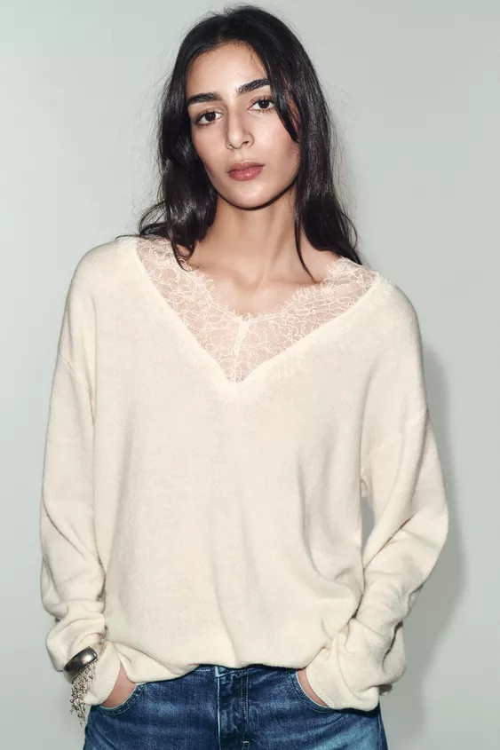 LACE KNIT SWEATER | Zara US