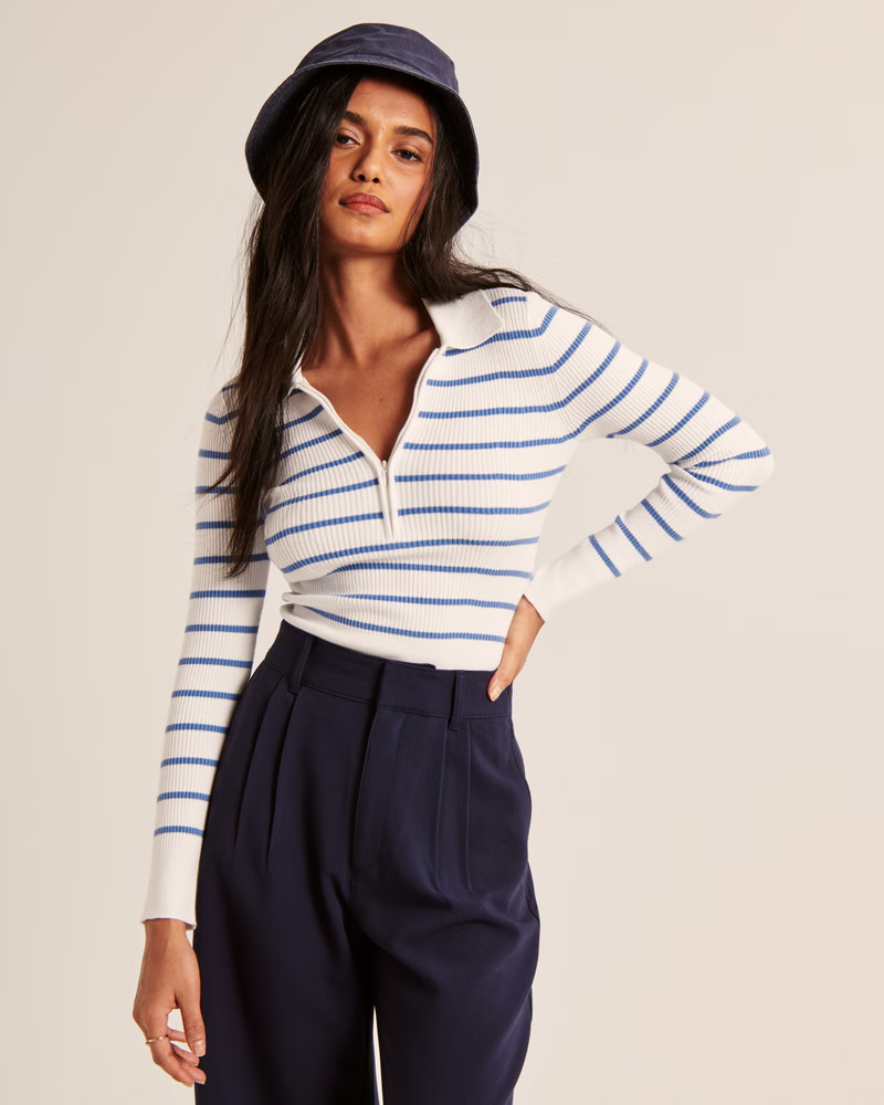 Long-Sleeve Slim Zip Polo | Abercrombie & Fitch (US)