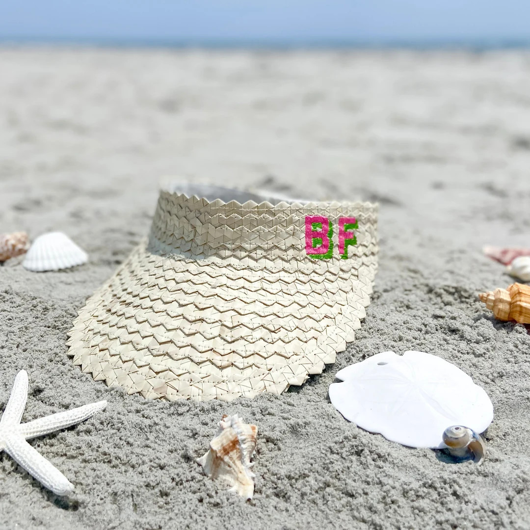 Personalized Straw Visors for Women, Monogrammed Straw Visor Embroidered, Womens Straw Hat, Beach... | Etsy (US)