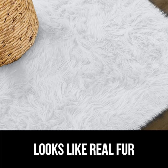 Gorilla Grip Fluffy Faux Fur Area Rug, 5x8, Rubber Backing, Machine Washable Soft Furry Rugs for ... | Amazon (US)