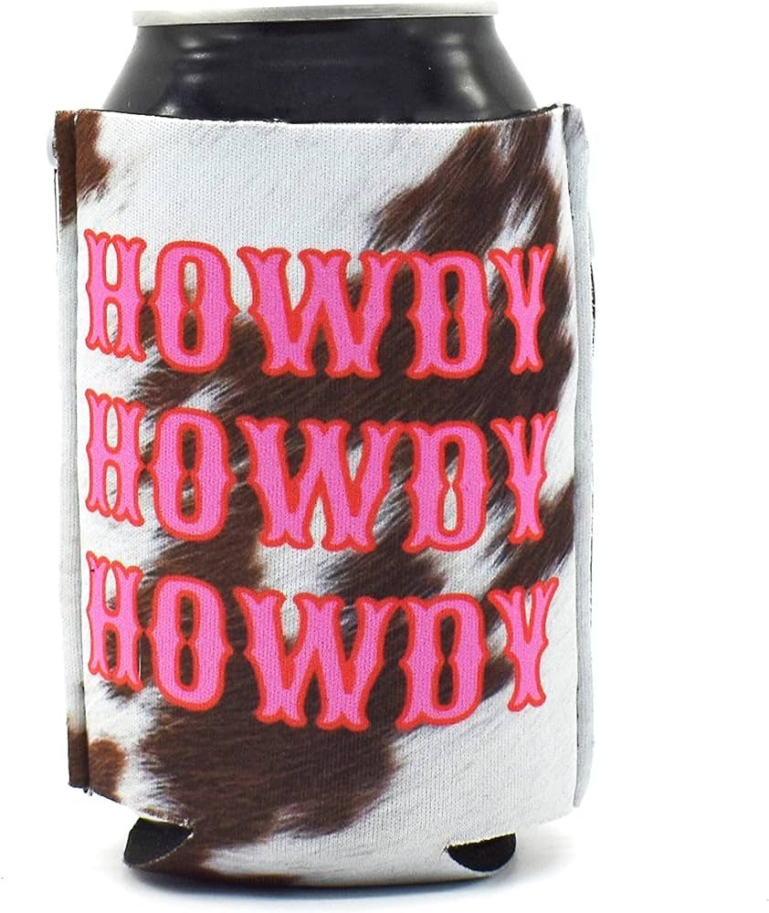 Howdy Cowhide ZipSip Adjustable Neoprene Can Cooler with Zippers Fits Slim Cans, Regular Cans, Bo... | Amazon (US)