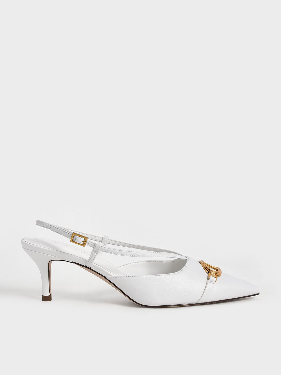 White Metallic Accent Slingback Pumps | CHARLES & KEITH | Charles & Keith US