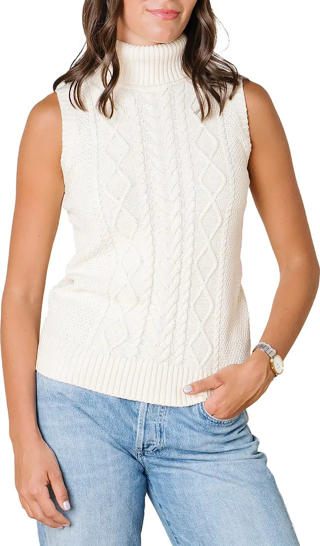 Hope & Henry Organic Sleeveless Cable Knit Turtleneck Sweater | Nordstrom | Nordstrom