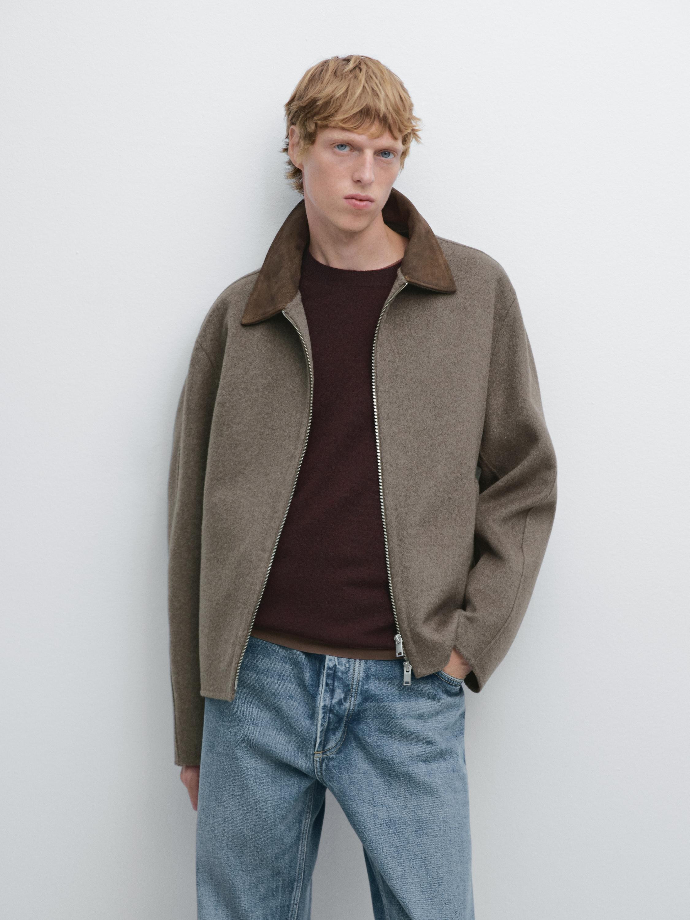 Jacke Detail Kragen doppellagigem Wollmischgewebe | Massimo Dutti DE