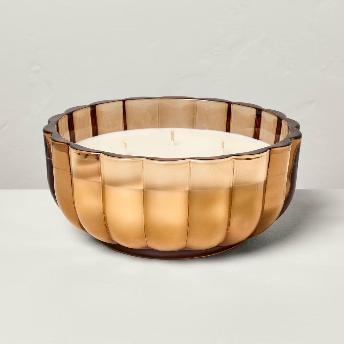 Tinted Glass Harvest Chestnut Scalloped Jar Candle Orange - Hearth & Hand™ with Magnolia | Target