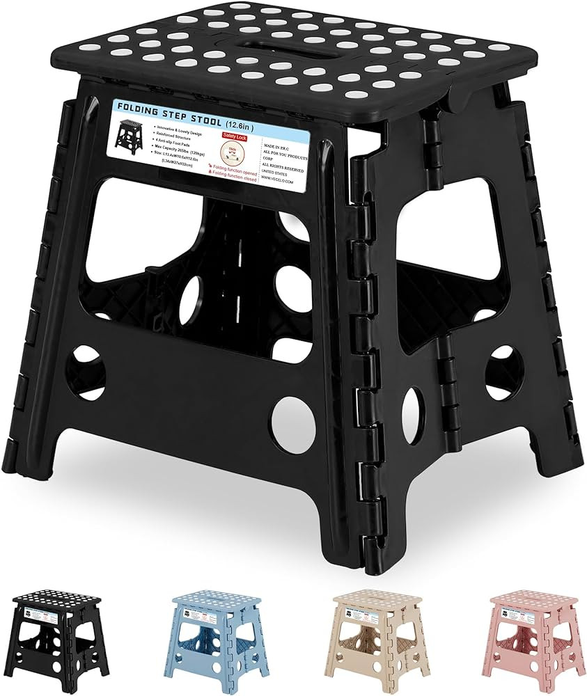 VECELO Folding Step Stool 13 Inch, Non-Slip Surface Portabl Foldable 1 Step Stool with Carry Hand... | Amazon (US)