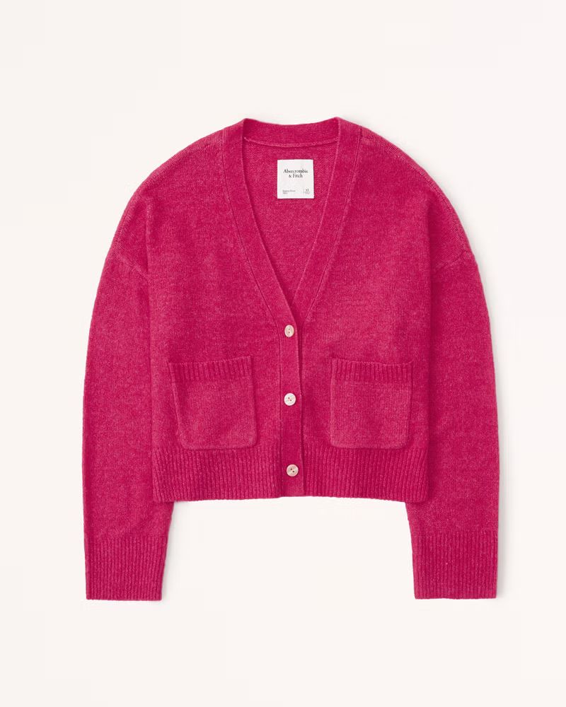 Abercrombie & Fitch Women's Classic Short Cardigan in Dark Pink - Size M | Abercrombie & Fitch (US)