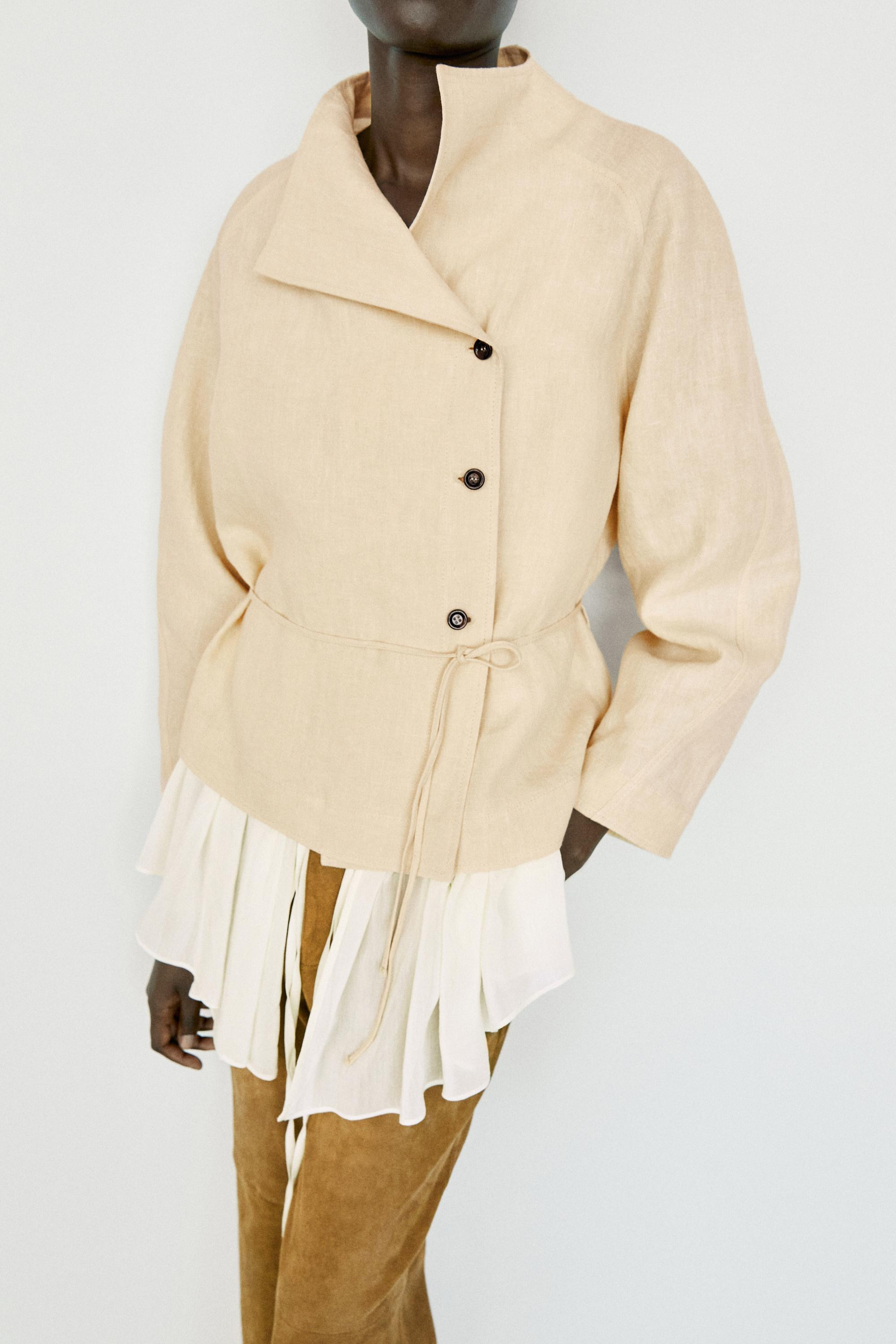 100% linen kimono with buttons and tie | Massimo Dutti UK