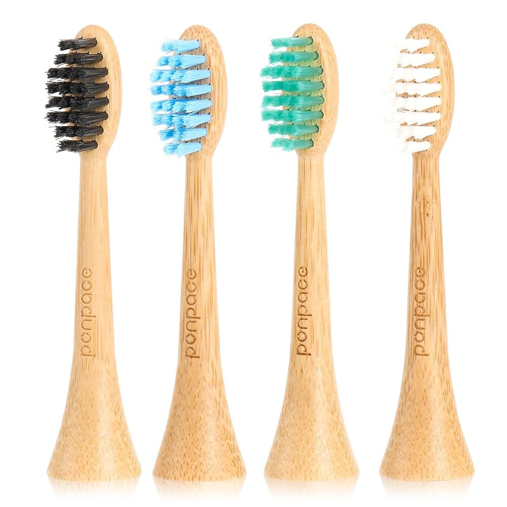 Bamboo Toothbrush Heads Compatible with Philips Sonicare, Soft Castor-Oil Bristles, Biodegradable... | Amazon (US)