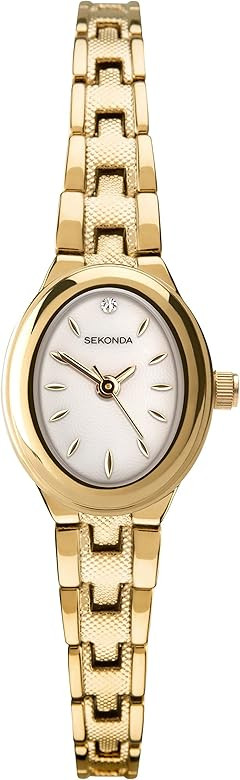 Sekonda 18mm Women's Quartz Watch with Oval Mother of Pearl Dial and Gold Alloy Foldover Clasp Br... | Amazon (UK)