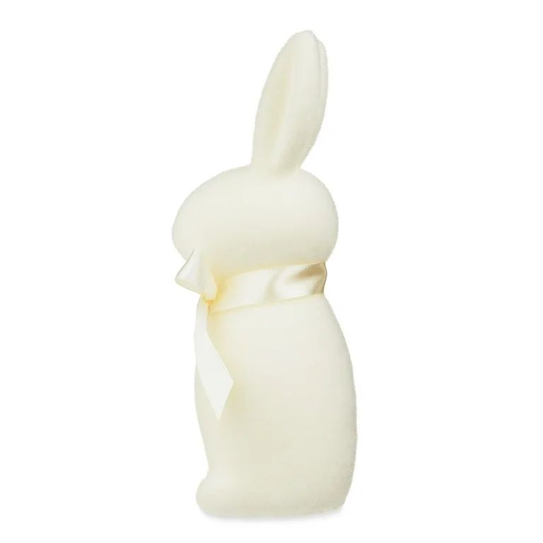 Easter Flocked Bunny Decor, Cream, 9 Inch, Way To Celebrate | Walmart (US)