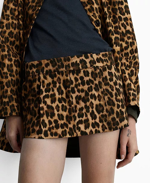 Mango Women's Leopard Skirt Pants - Macy's | Macy's