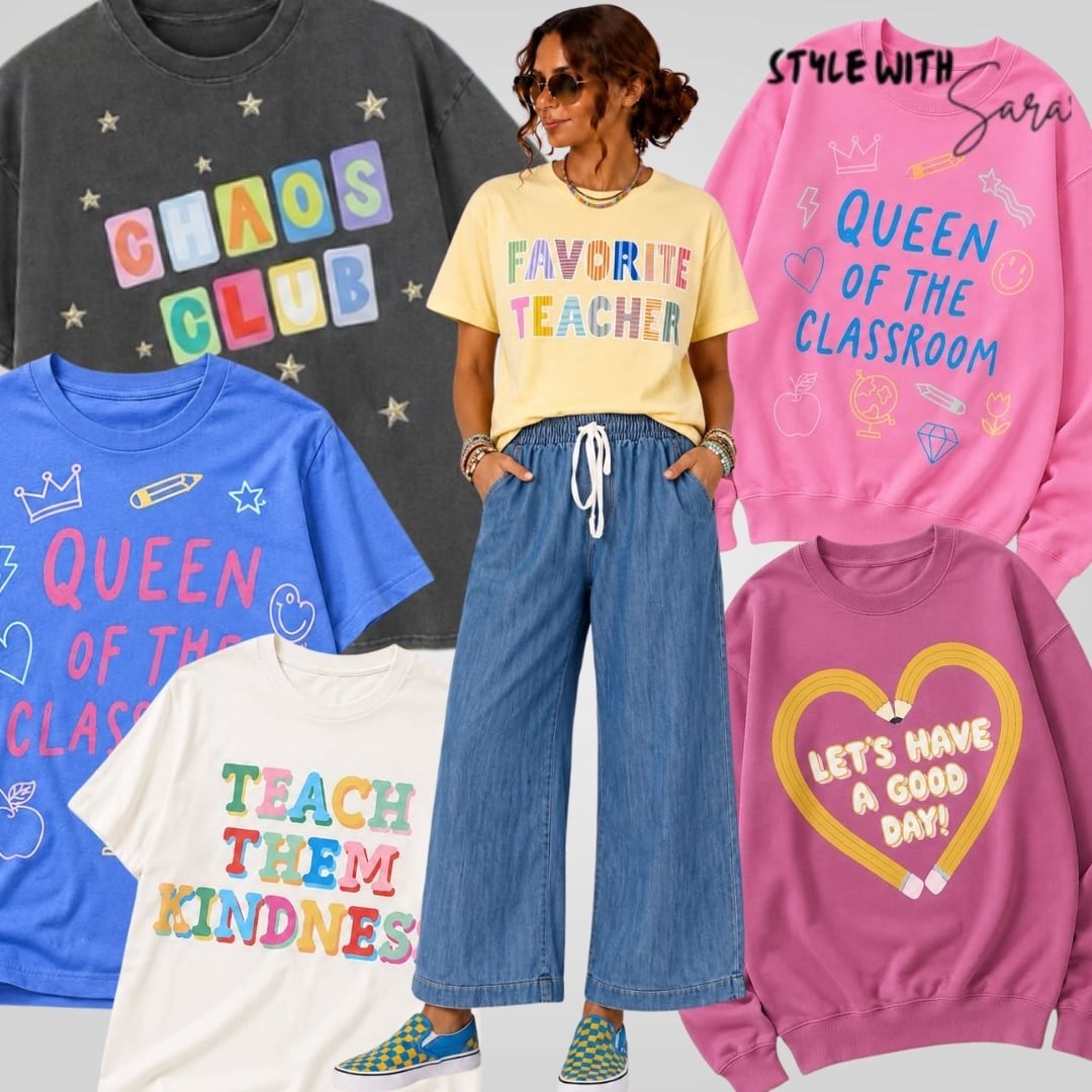 Teacher looks are soo colorful this season and I am obsessing over the fun dopamine vibe these graphics are giving! Plus that positive messages for your students to read.

#teacher #backtoschool

#LTKootd #LTKdayinmylife