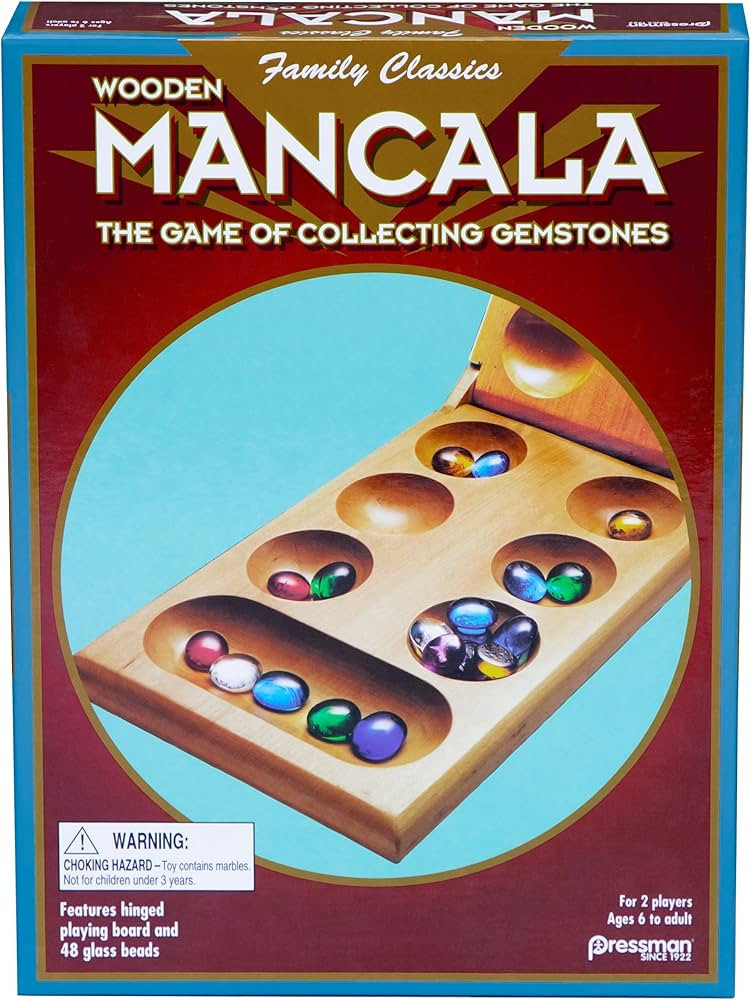 Pressman Mancala - Real Wood Folding Set, with Multicolor Stones by Pressman, 2 players | Amazon (US)