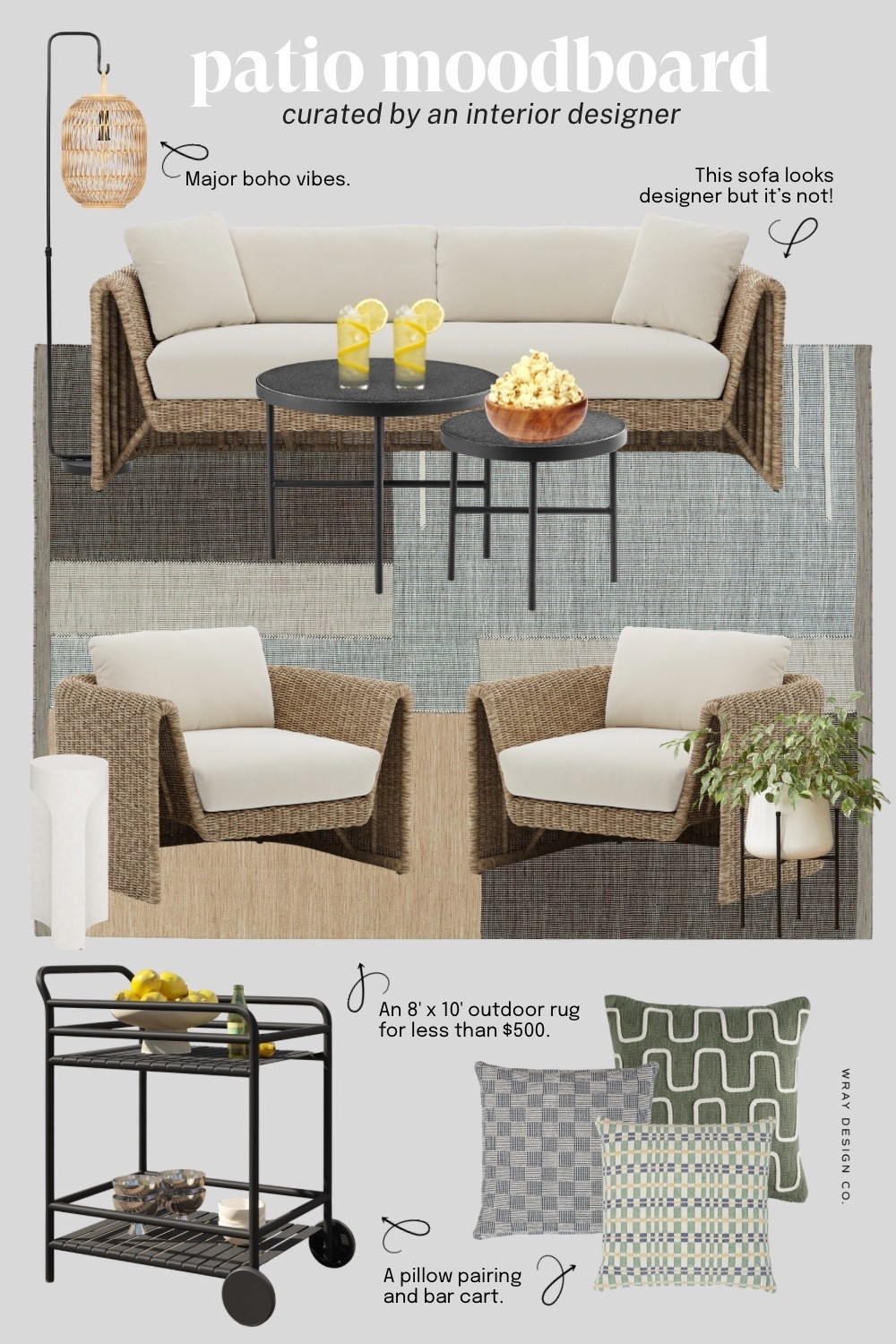 Outdoor patio season is almost here! ☀️The other day I was sourcing items from @Article and noticed this outdoor furniture set that had a boho look and curved lines, which I love! So I went ahead and pulled together an entire look, complete with a drink table, pillows, a bar cart and outdoor rug! How’d I do?!

#LTKhome #LTKfindsunder100 #LTKSeasonal