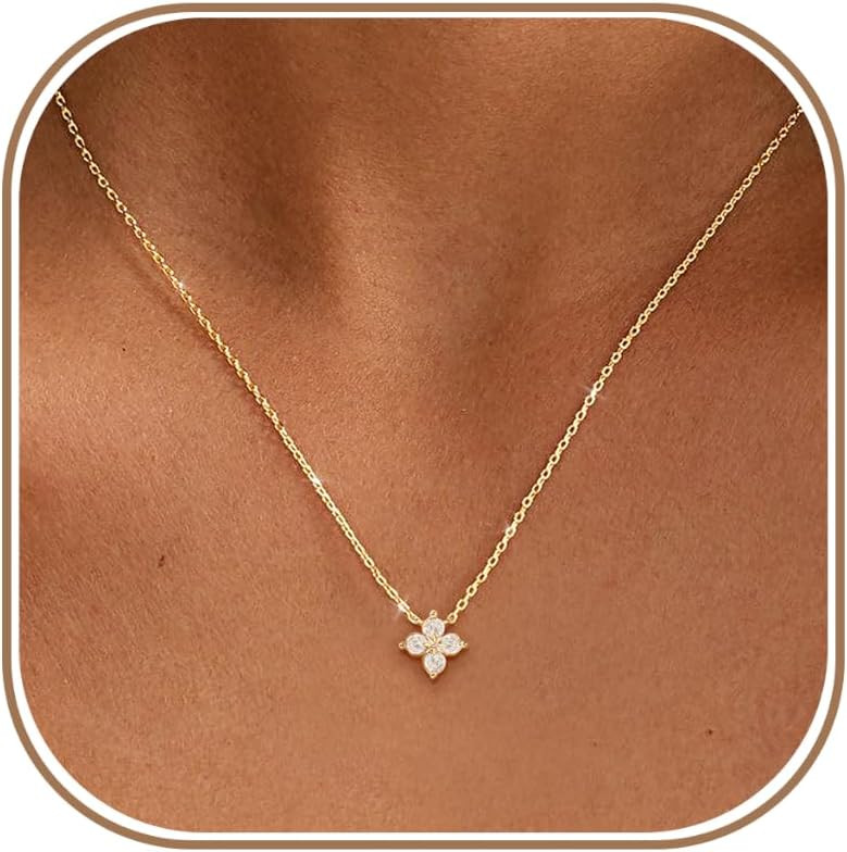 ZHESHY Birthstone Gold Necklaces for Women Dainty 14K Gold Plated Necklace | Amazon (US)