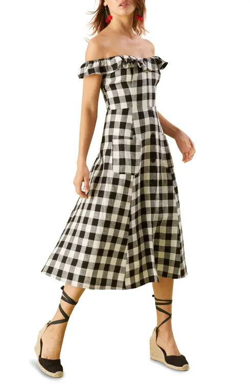 Reformation Hattie Off the Shoulder Linen Dress | Nordstrom