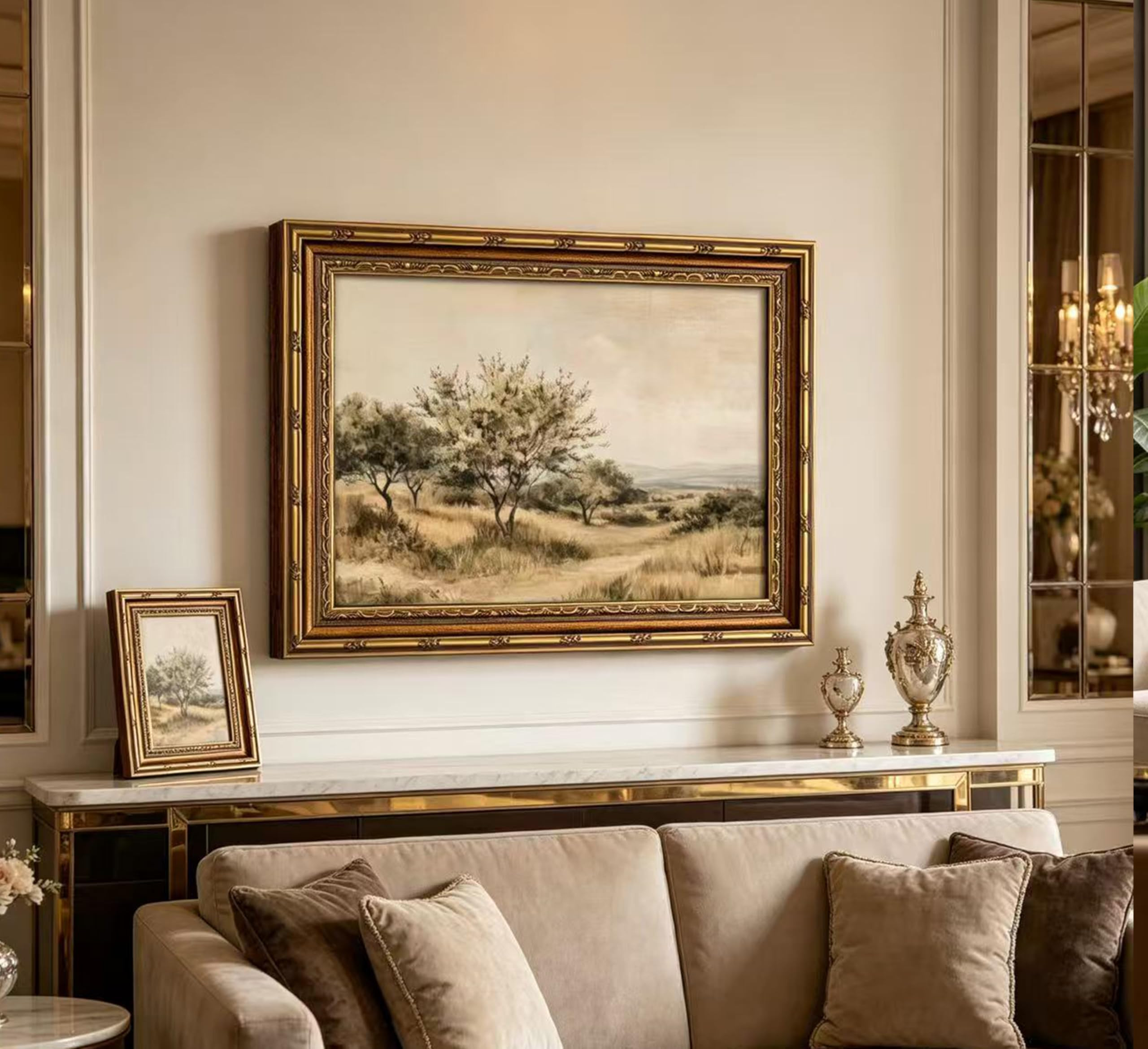 Amazon.com: Vintage Gold Framed Olive Tree Landscape Wall Art - Retro Country Farmhouse Canvas Prints, Rustic Nature Scene Painting Prints Artwork for Living Room Bedroom Dining Room Decor\uff0c16x24in: Posters & Prints | Amazon (US)