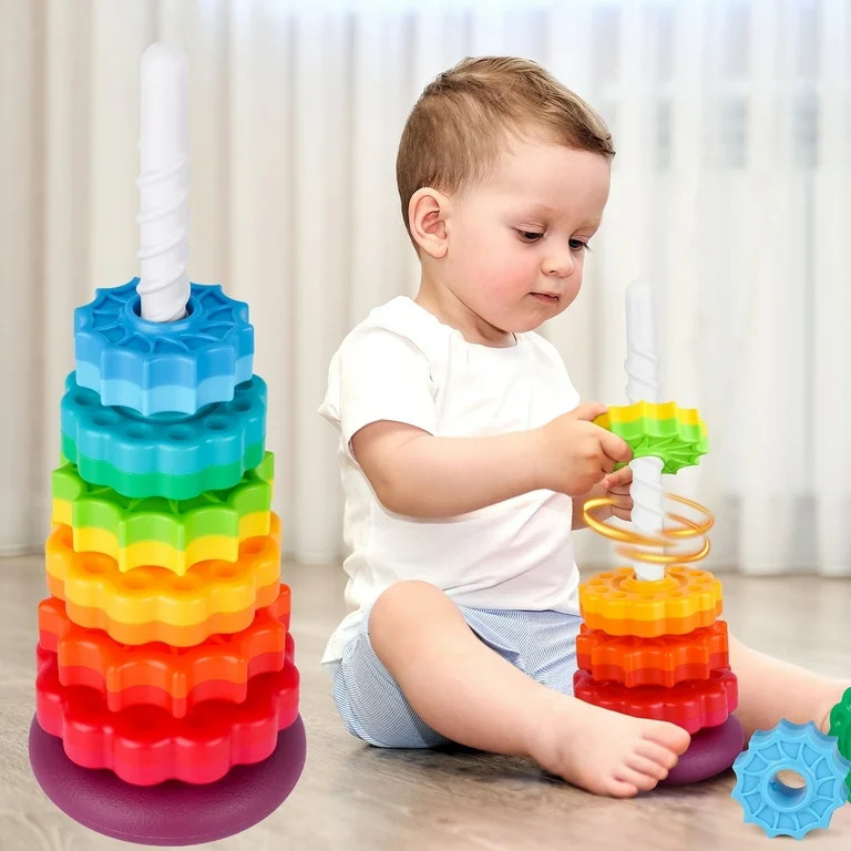 Spinning Stacking Toy for Kids, Rainbow Tower Dual-Color Spinning Wheels Premium Strong BPA-Free ... | Walmart (US)