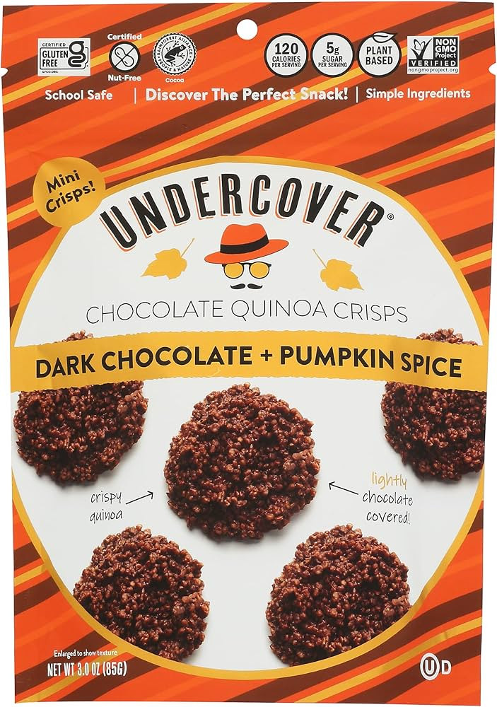 Undercover Chocolate Co, Crisps Quinoa Dark Chocolate Pumpkin Spice, 3 Ounce | Amazon (US)