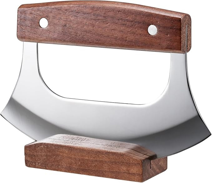 Coowolf Ulu Knife - Sharp Rocker Mezzaluna Knife with Stand for Cutter Pizza, Meat, Vegetables, H... | Amazon (US)