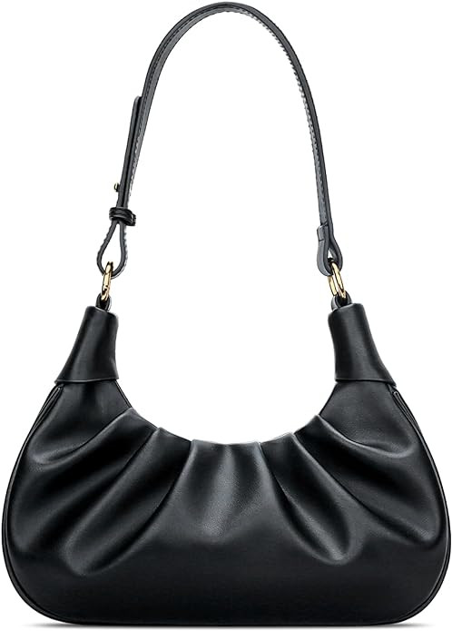 KKXIU Shoulder Bag Crescent Handbag Ruched Purse Underarm Bag Mini Hobo for Women | Amazon (US)