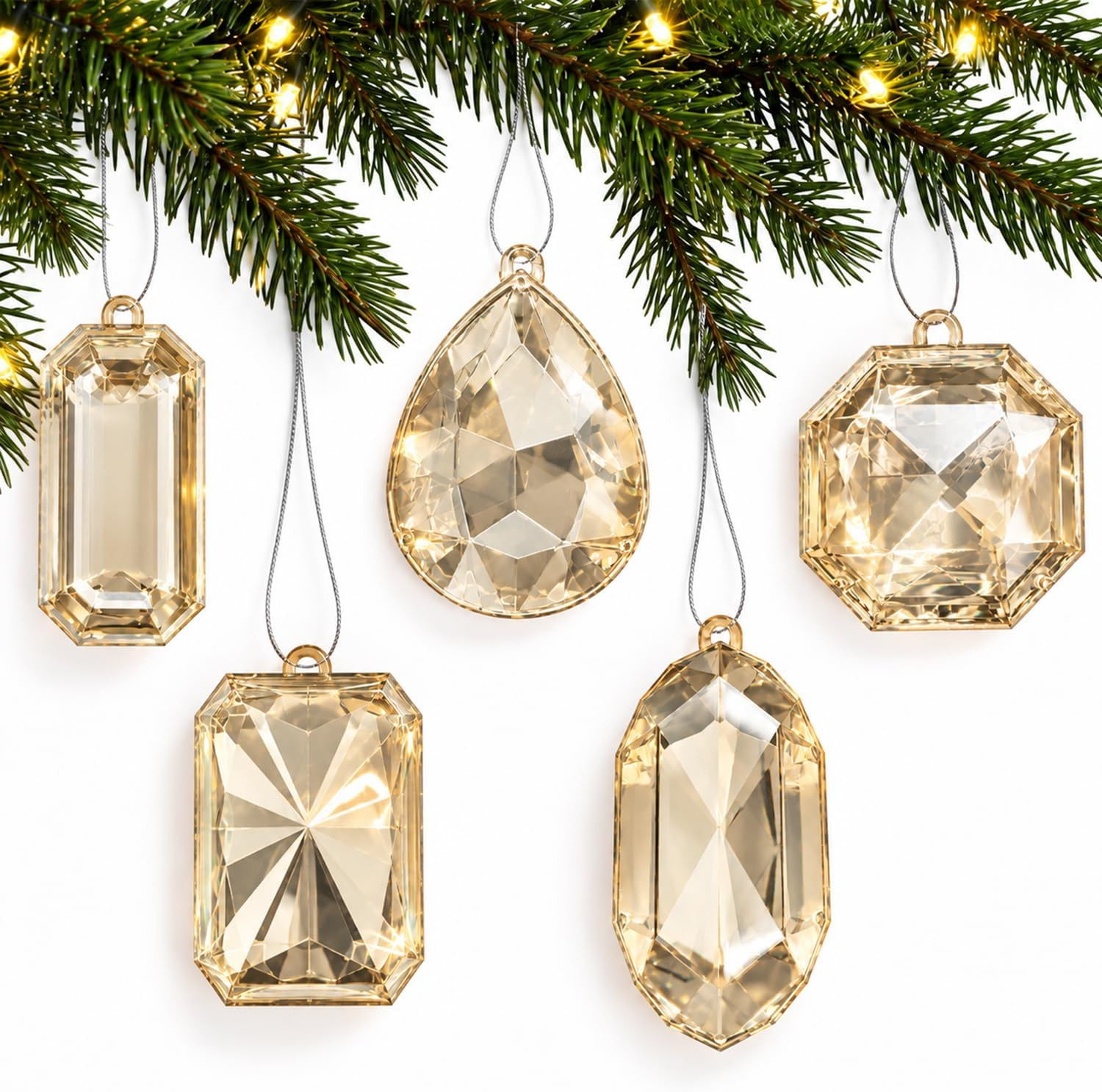 Emberlane 6 Pack 3.94"-5.12" Crystal Jewel Ornaments for Christmas Tree | Amazon (US)