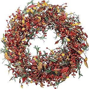 The Wreath Depot Appalachia Berry Silk Fall Door Wreath 24 inch, Handcrafted Designer Autumn Wrea... | Amazon (US)