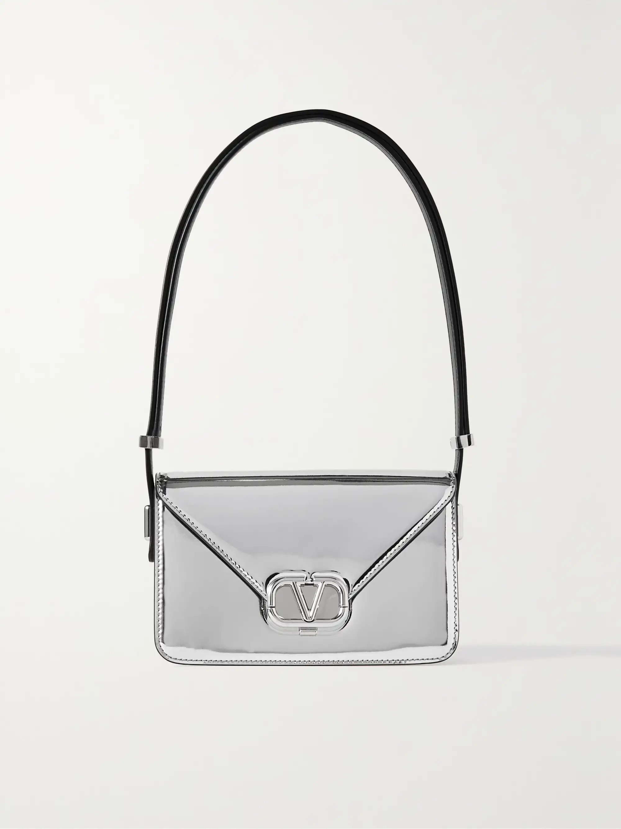 VLOGO small mirrored-leather shoulder bag | NET-A-PORTER (US)
