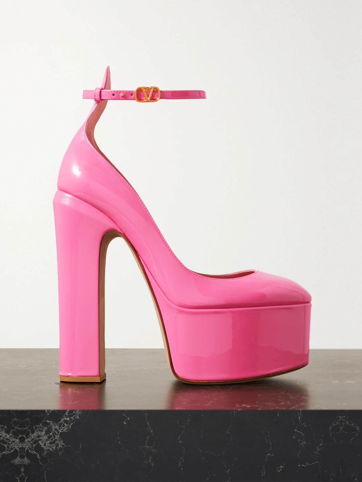 Valentino - Valentino Garavani Tan-go 155 Patent-leather Platform Pumps - Pink | NET-A-PORTER (US)