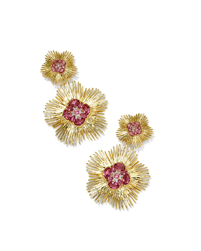 Dira Gold Crystal Statement Earrings in Pink Mix | Kendra Scott
