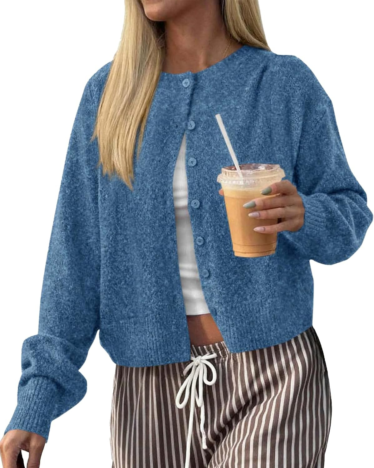 KIRUNDO Cardigan Sweaters for Women 2026 Fall Long Sleeve Lightweight Knit | Amazon (US)