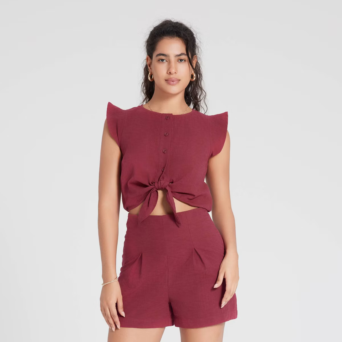 Women's Cap Sleeve Tie-Front Romper - Universal Thread™ | Target