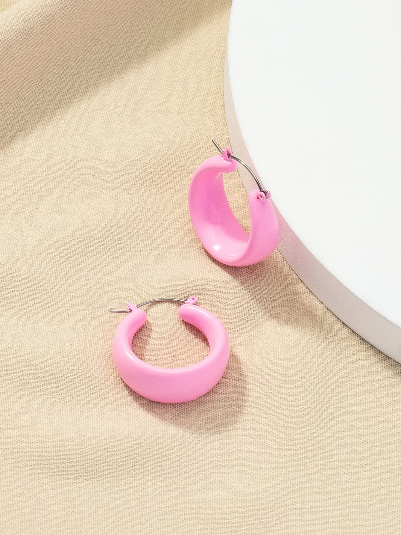 ABZEKH Earrings for Women- Metal Hoop Earrings Birthday Valentine's Day (Color : Pink) | Amazon (US)