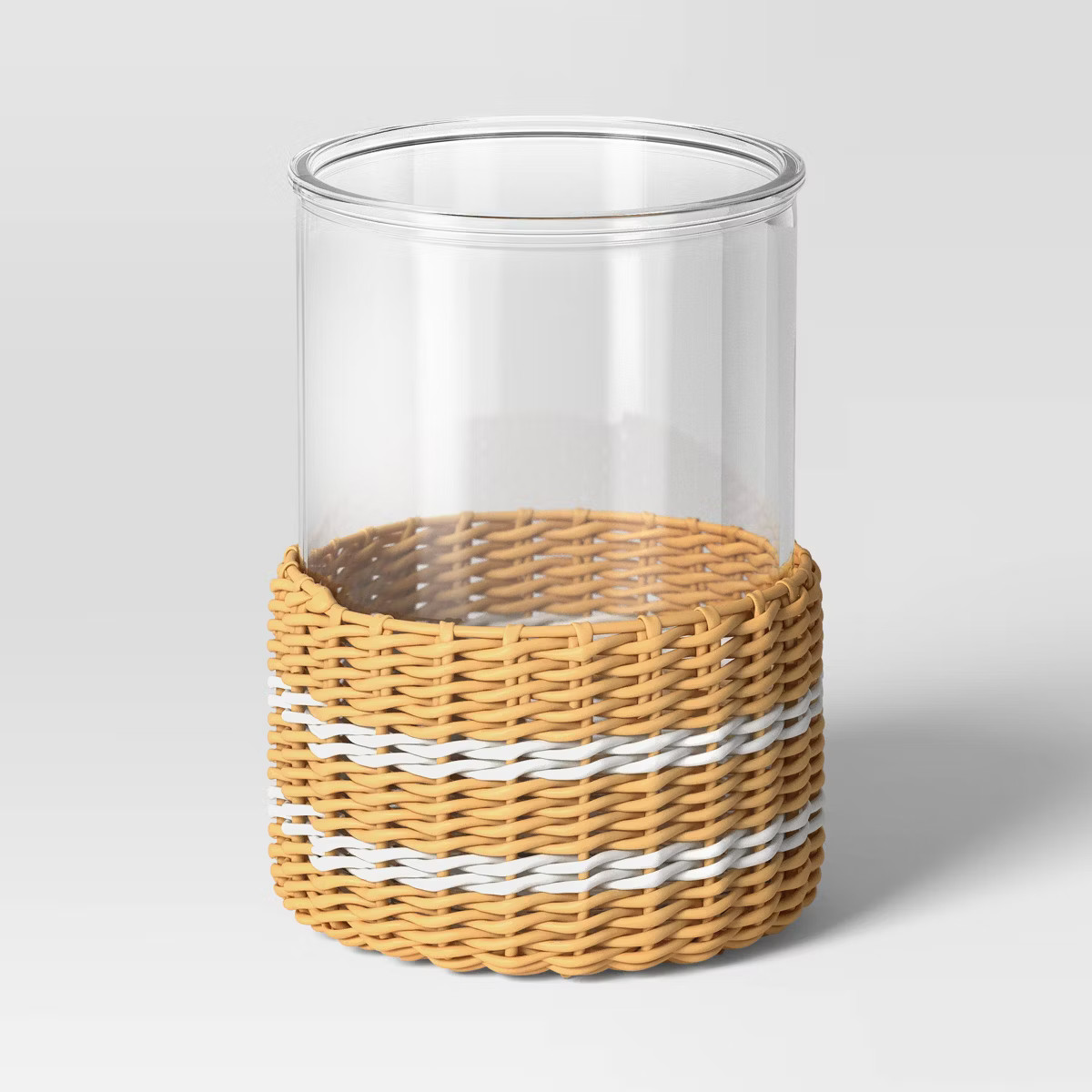 Pillar Glass and Rattan Lantern Candle Holders Brown - Threshold™ designed with Studio McGee | Target
