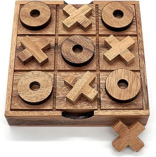 Tic Tac Toe Wooden Board Game Set Classic for Kids Coffee Table Game Family | Amazon (US)