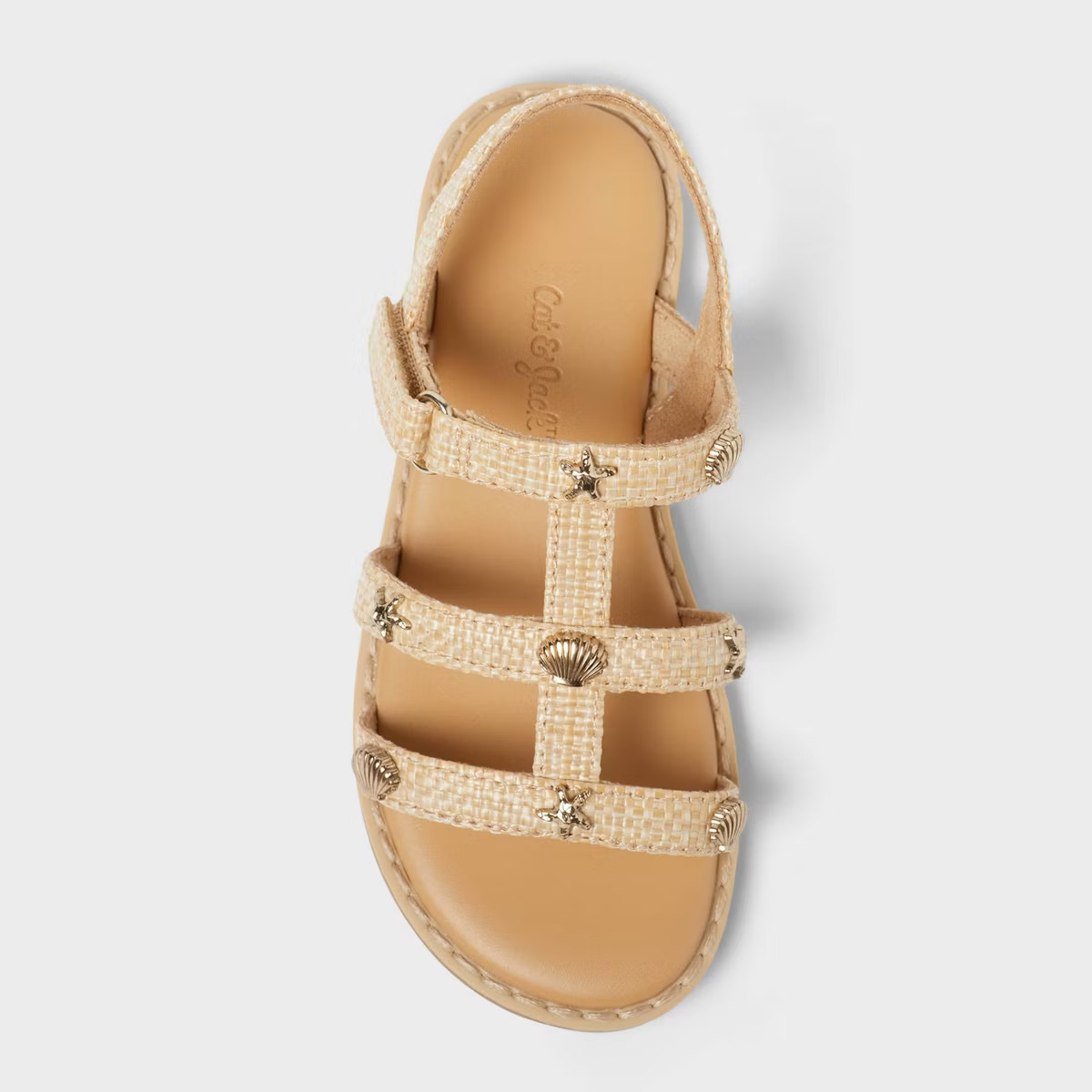 Toddler Girls' Kinsley Raffia Nautical Sandals - Cat & Jack™ Beige 8T: Open Toe, Adjustable Str... | Target