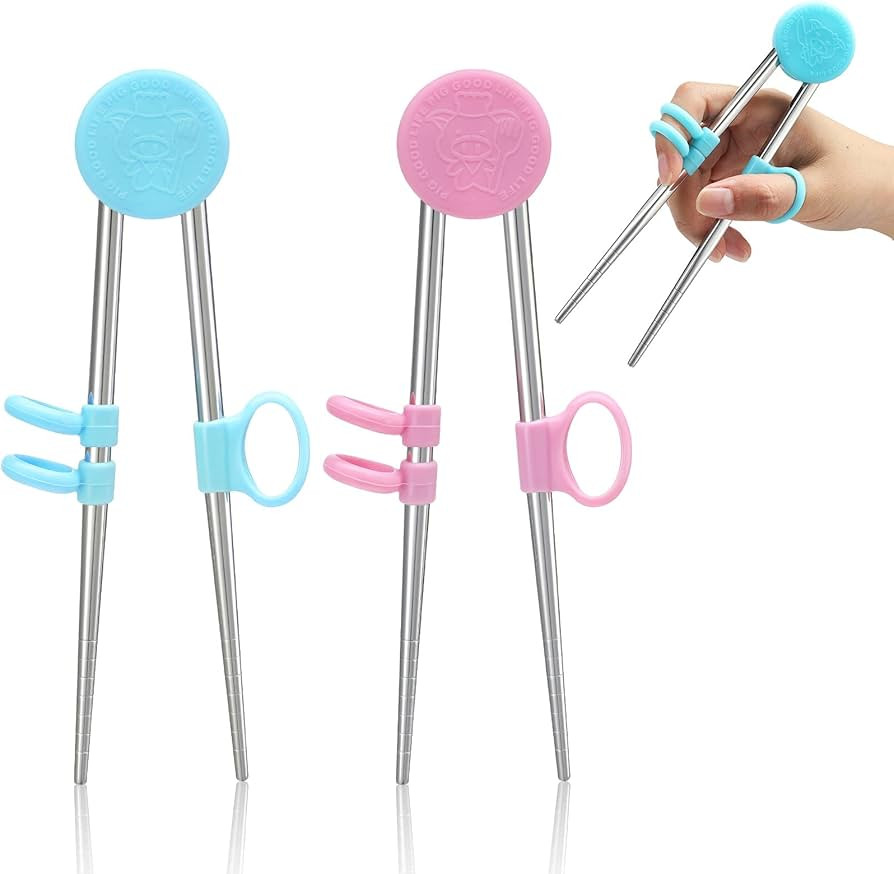 2 Pairs Training Chopsticks for Kids, Children Learning Chopsticks Helper Stainless Steel Reusabl... | Amazon (US)