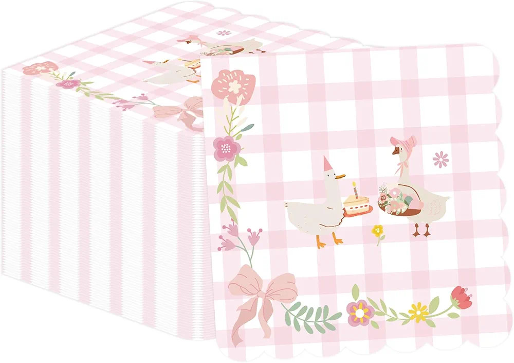 50Pcs One Silly Goose Scalloped Paper Napkins - Silly Goose Birthday Decor Napkins Disposable Pin... | Amazon (US)