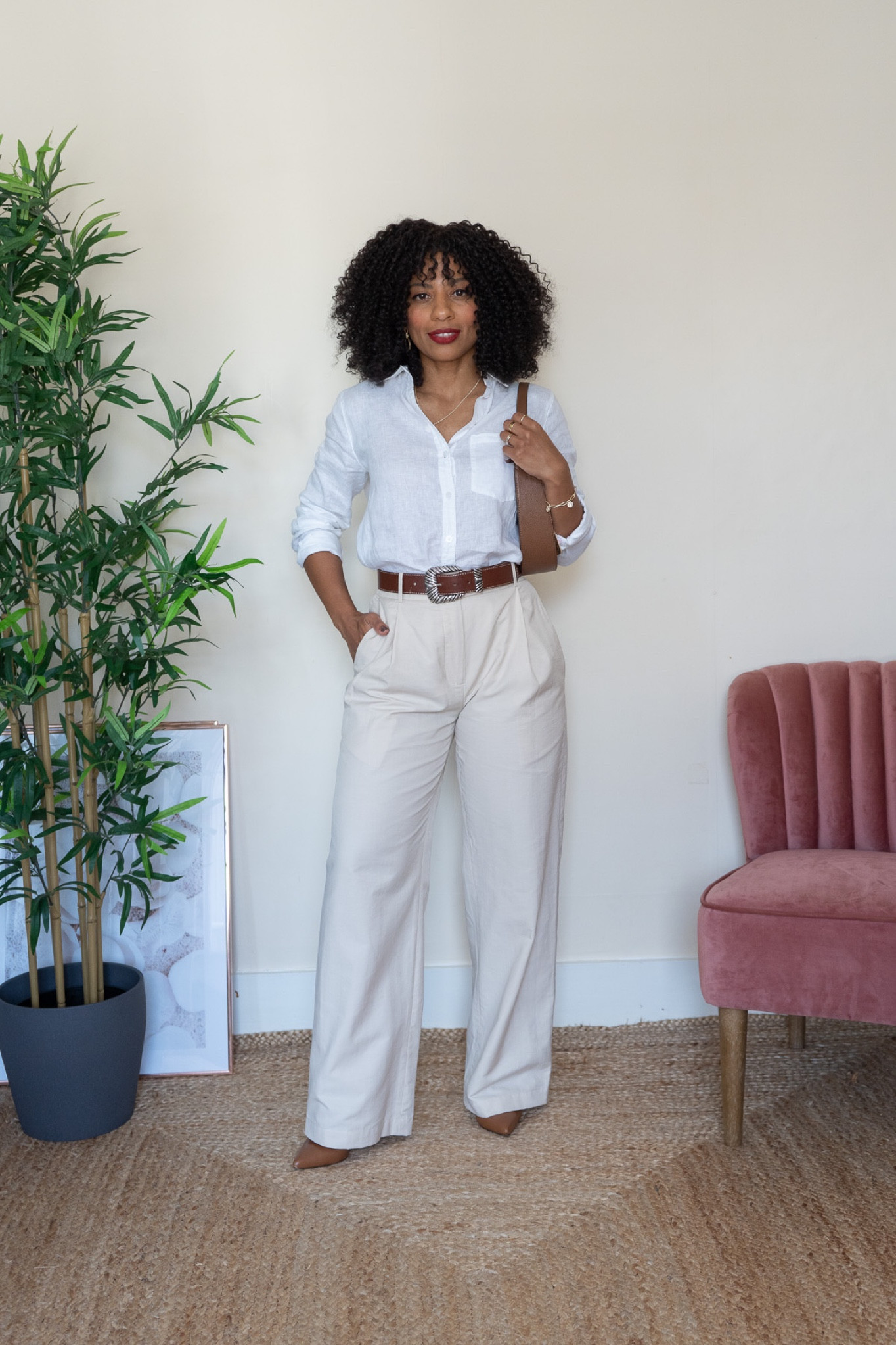 Tonal, monochrome, beige and white, neutral outfit, styling a white shirt which is a wardrobe basic, with beige wide trousers. 

Petite outfit, petite style 

#LTKstyletip #LTKworkwear #LTKeurope