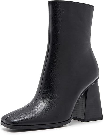 ZXHYZLZ Womens Chunky High Heel Boots - Zip Up, Square Toe, Ankle Booties | Amazon (US)