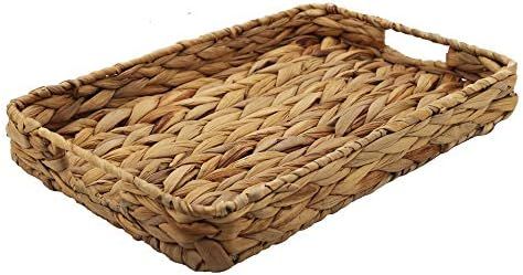 Decorative tray water hyacinth storage basket rectangle seagrass storage basket for fruit or tea.... | Amazon (US)