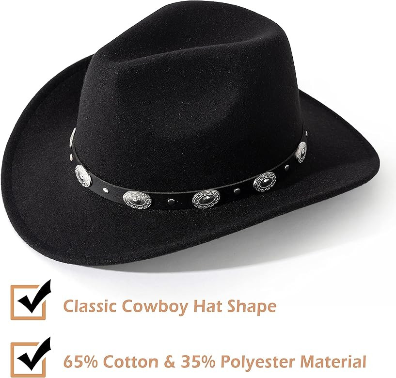 Lisianthus Men & Women's Felt Wide Brim Western Cowboy Hat | Amazon (US)