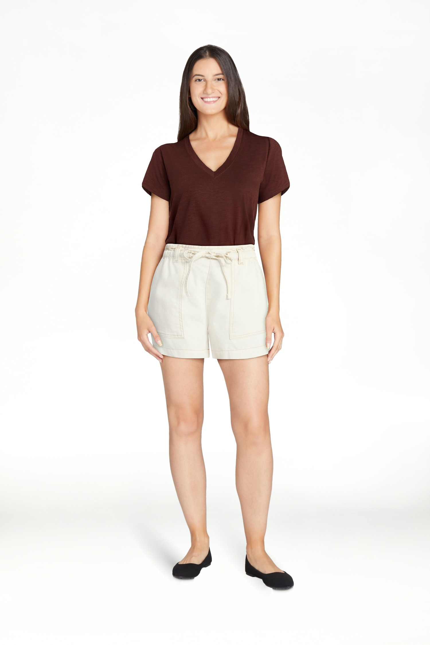 Time and Tru Women's Drapey Twill Utility Shorts, 4" Inseam, Sizes XS-XXXL | Walmart (US)