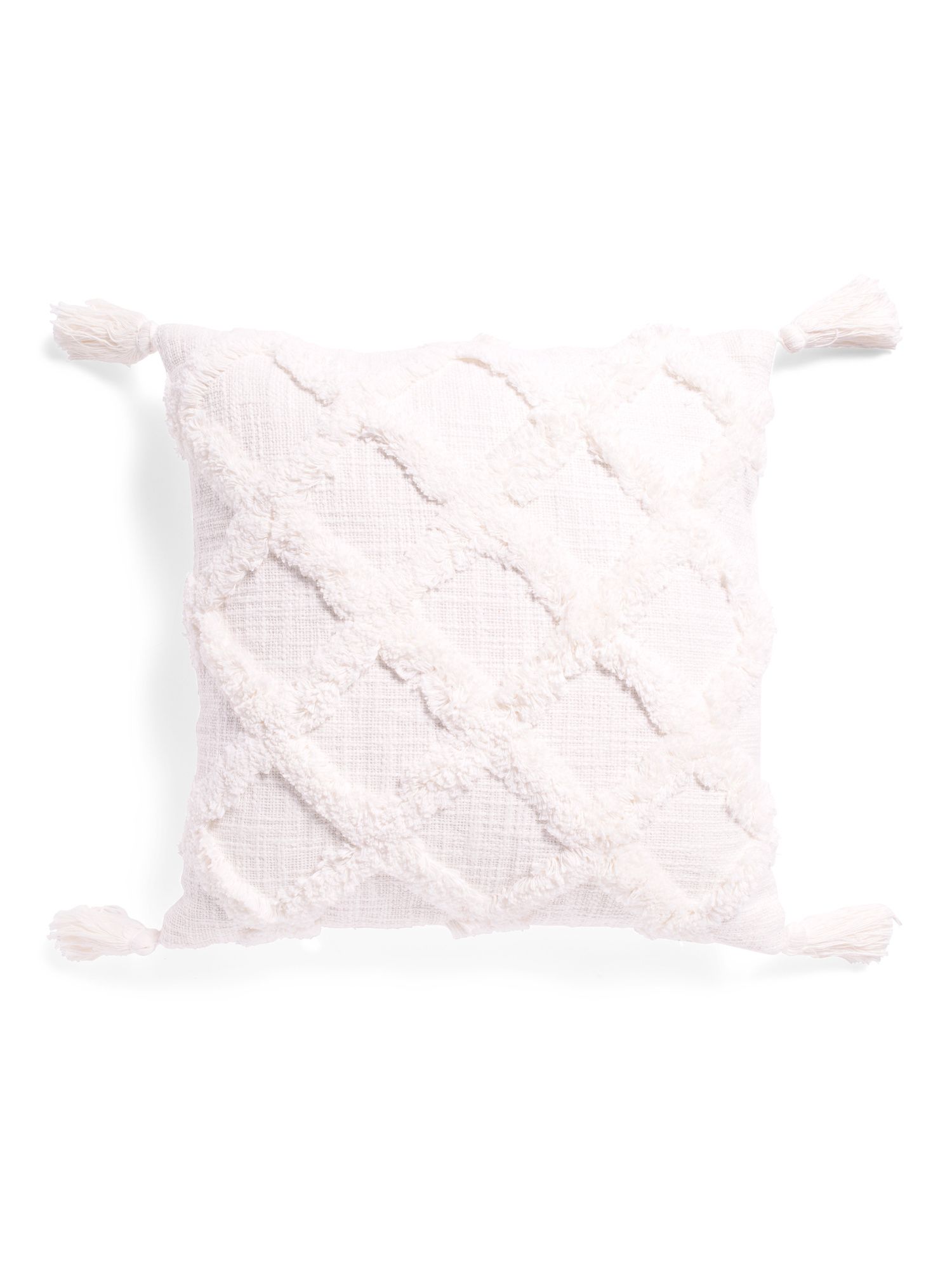 20x20 Tufted Pillow With Tassels | TJ Maxx