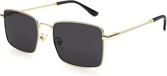 Rectangle Sunglasses for Womens Mens 2024 Y2k Sun Glasses Retro 80s 90s Metal Frame Trendy shades | Amazon (US)