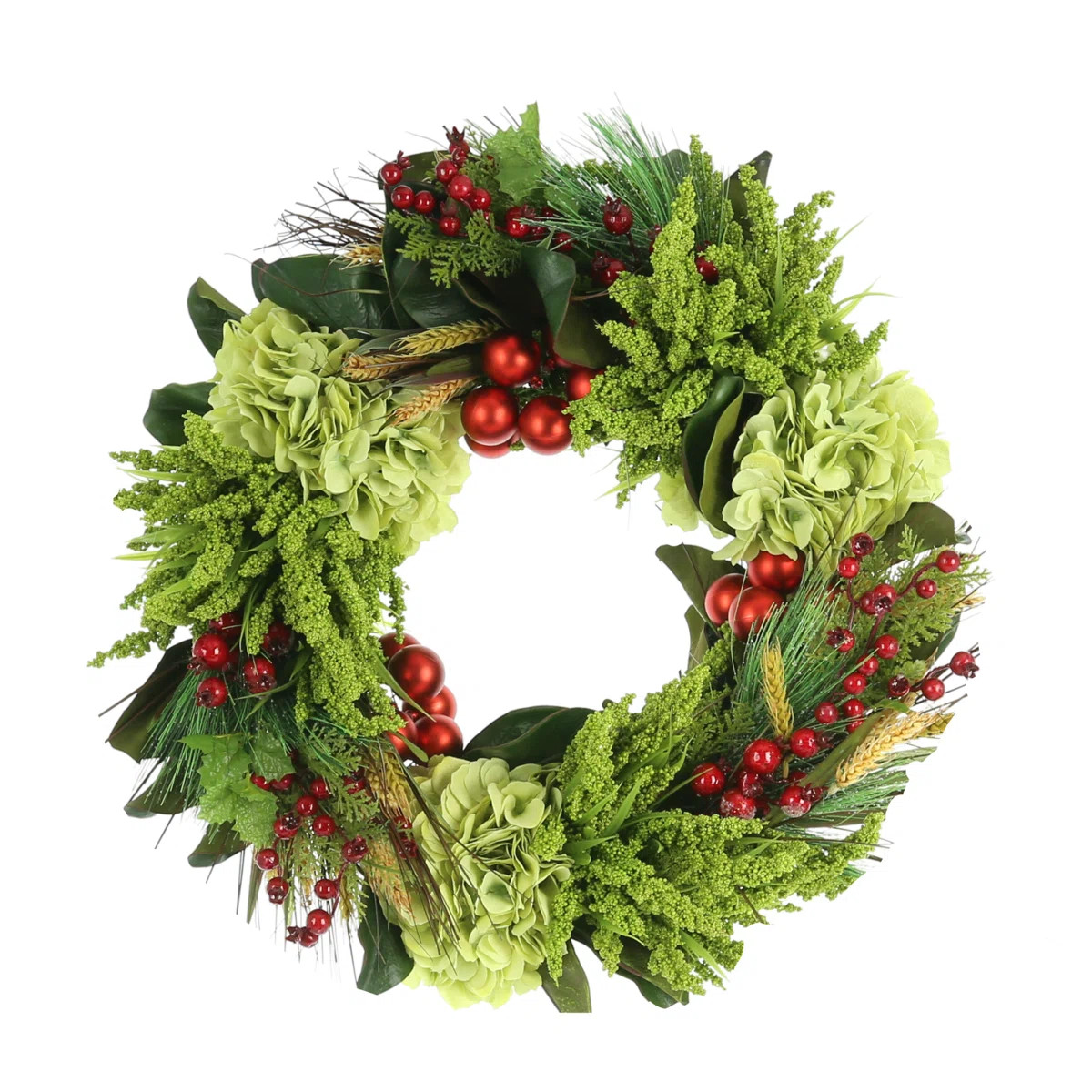 Jiamei Hydrangea, Heather, Berry and Magnolia Wreath | Wayfair North America