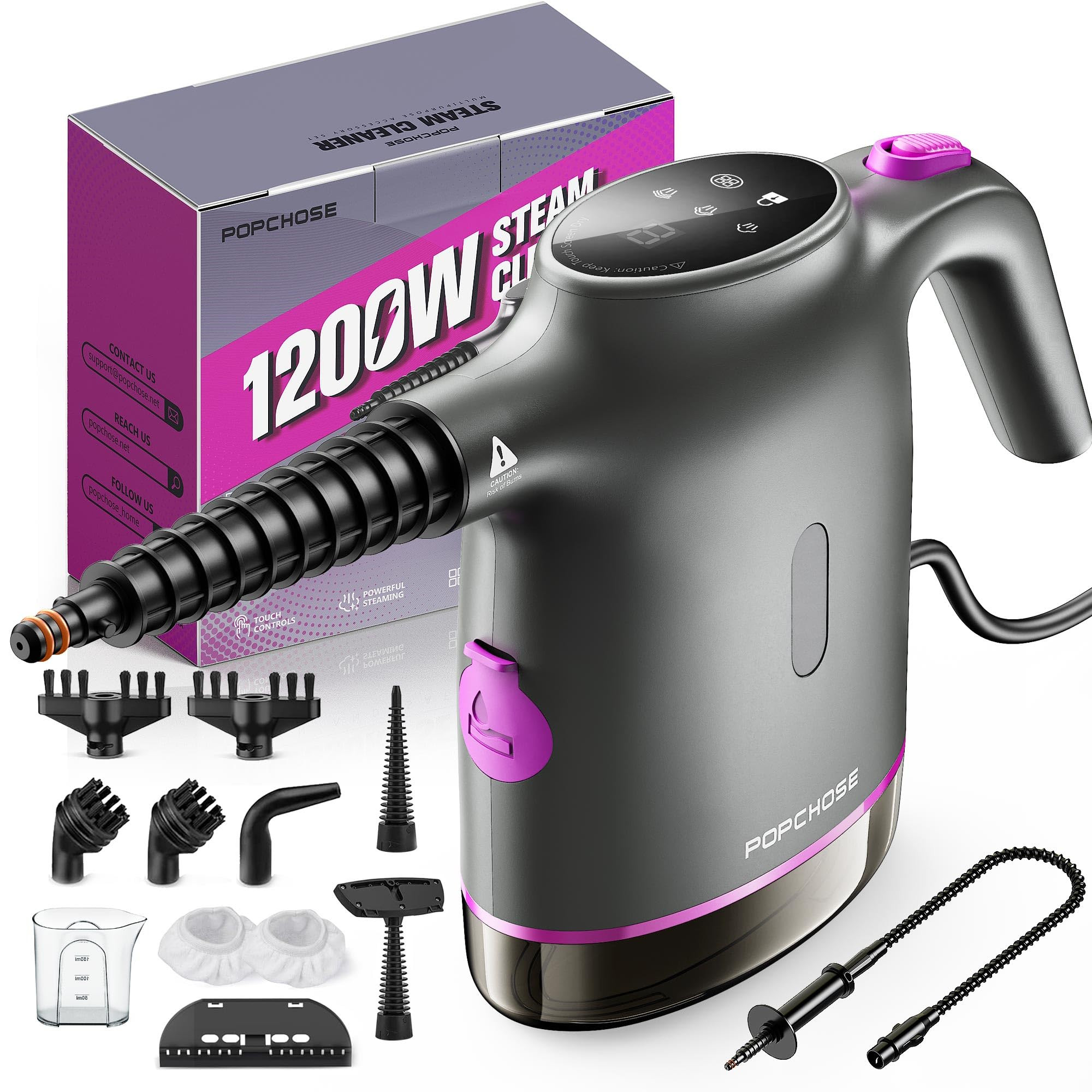 POPCHOSE Handheld Steam Cleaner for Home, Portable Pressurized Steamer for Cleaning Tile, Grout, ... | Amazon (US)