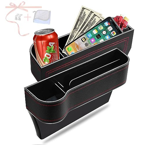 Car Seat Gap Filler Organizer, 2 Pack Multifunctional Car Seat Organizer, Auto Console Side Storage Box with Cup Holders 2 Seat Hooks for Drink, Car Organizer Front Seat for Holding Phone, Sunglasses | Amazon (US)